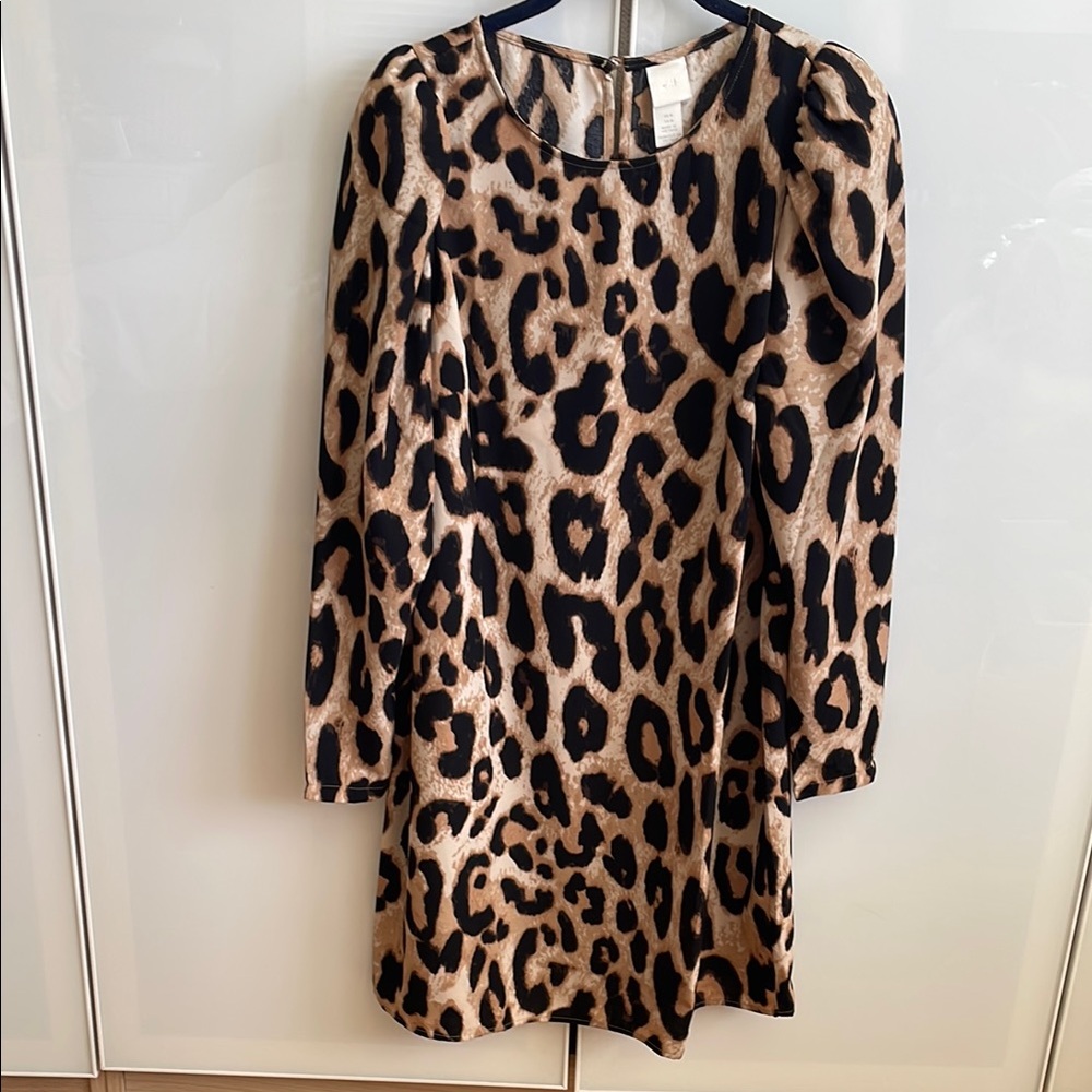 Leopard Print Long Sleeve Dress H&M size M